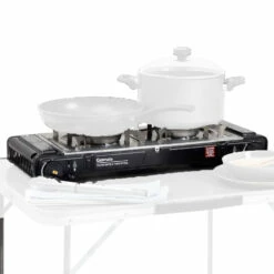Gasmate Travelmate II Twin Stove With Hotplate - Black -Bundyoutdoors Shop CS6035 4