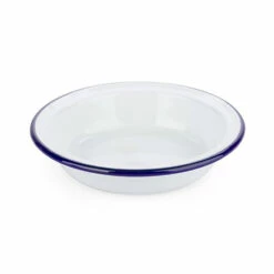 Falcon Enamel 14cm Pie Dish - White With Blue Rim
