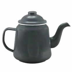 Falcon Enamel 1.5L Teapot - Dark Grey With White Rim