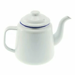 Falcon Enamel 1.5L - Teapot White With Blue Rim